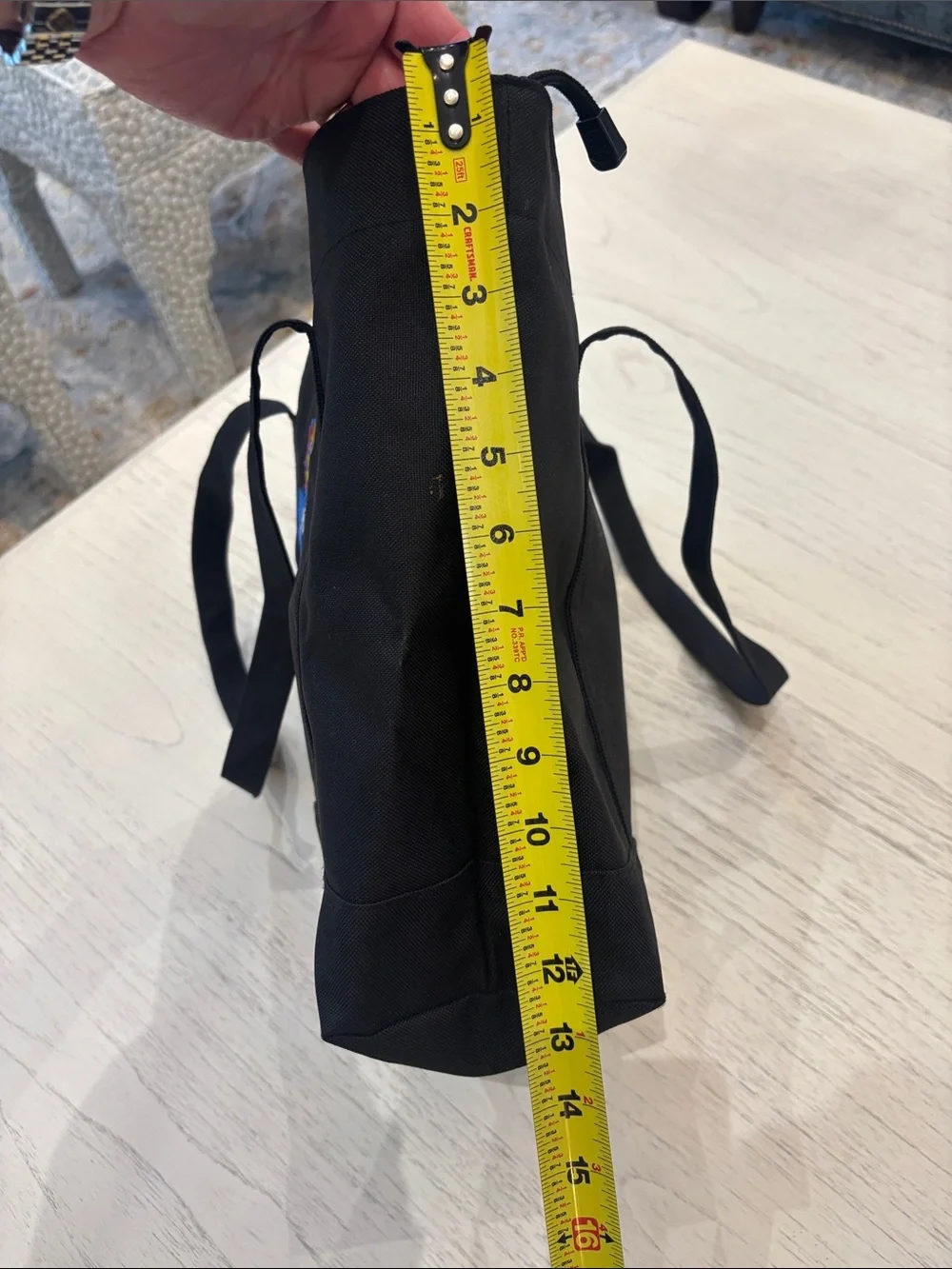Embroidered Black Canvas Tote Bag